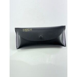 Carfia Since 1981 Black Faux Leather Eyeglass Sunglasses Case Snap Button